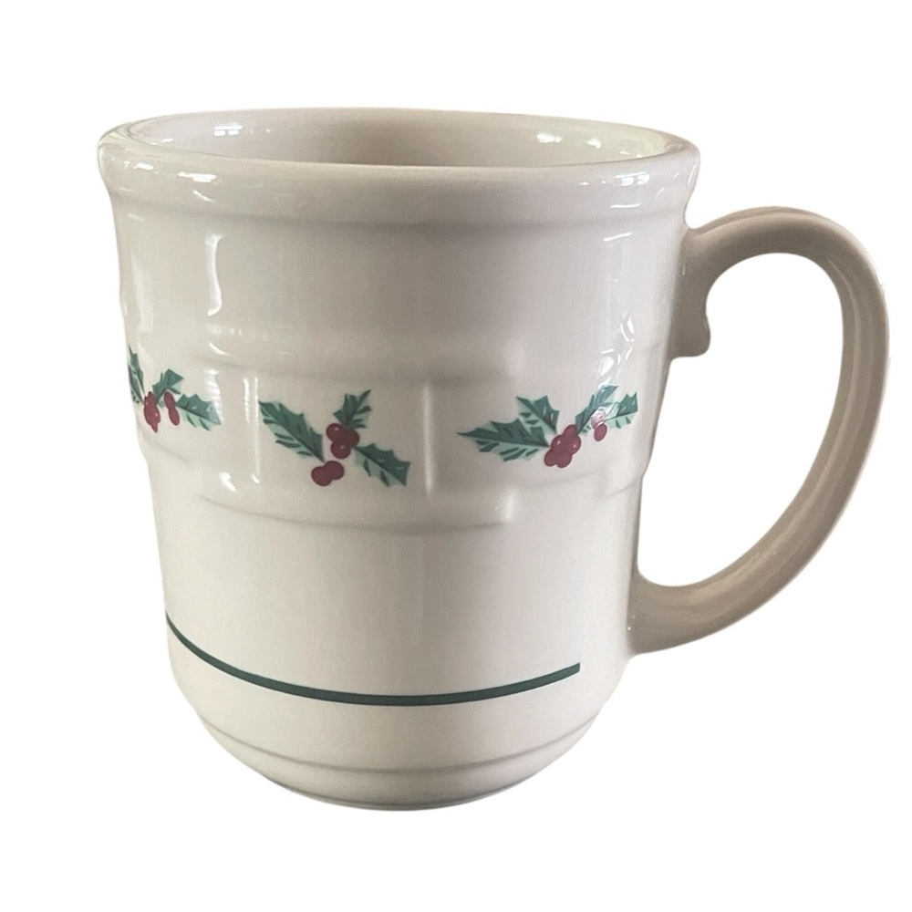 Longaberger Pottery Christmas Holly Berry Woven Traditions Coffee Mug Tea Cup